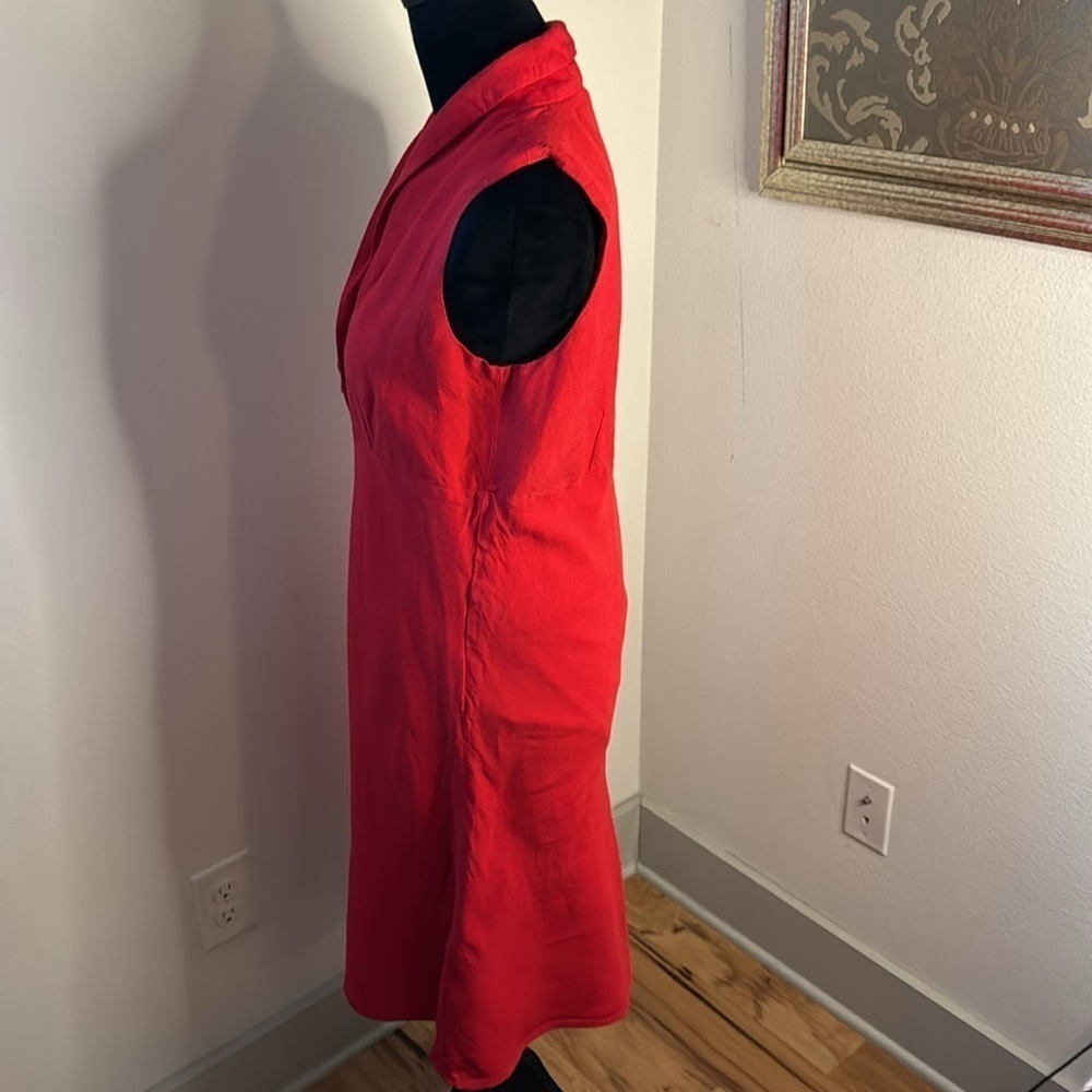 Sarah Spencer Red Linen blend Sz 6 sleeveless A line midi dress - Picture 6 of 7